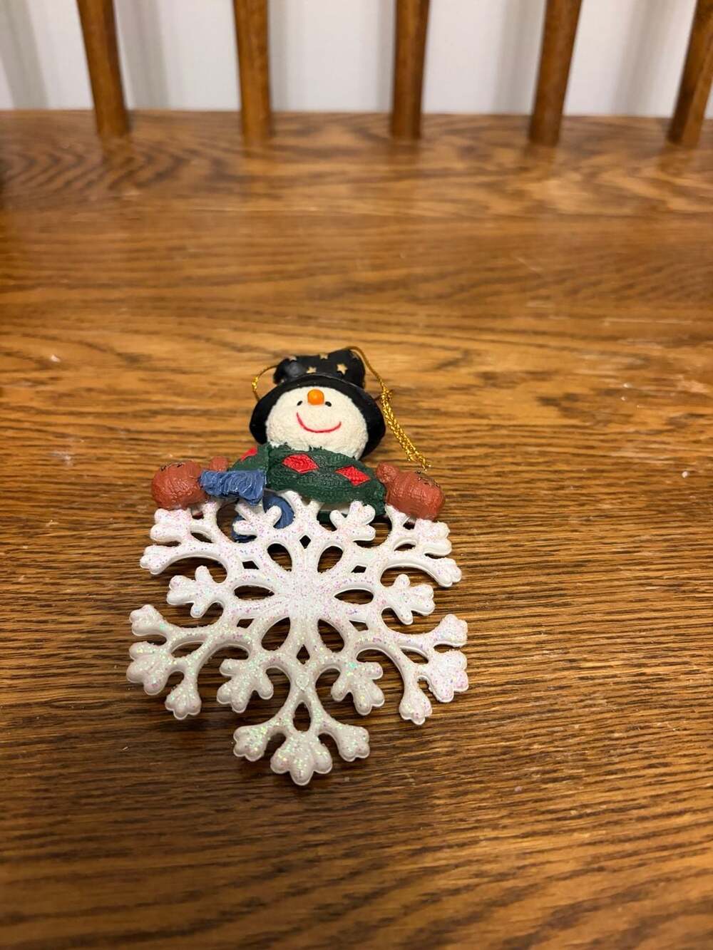 Kurt Adler Resin Snowman Holding Glitter Snowflake Christmas Ornament